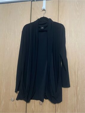 Black Draped Open-Front Cardigan Sweater